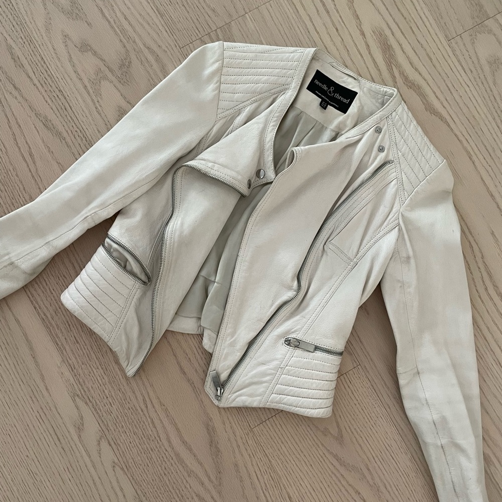 White leather cropped jacket